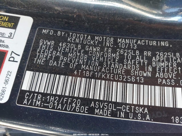Toyota CAMRY SE 2014 4T1BF1FKXEU325613 Image 9