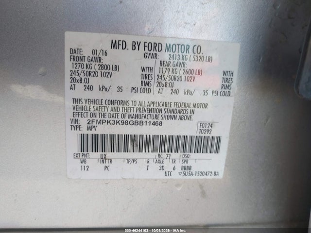 Ford Edge Titanium 2016 2FMPK3K98GBB11468 Image 9
