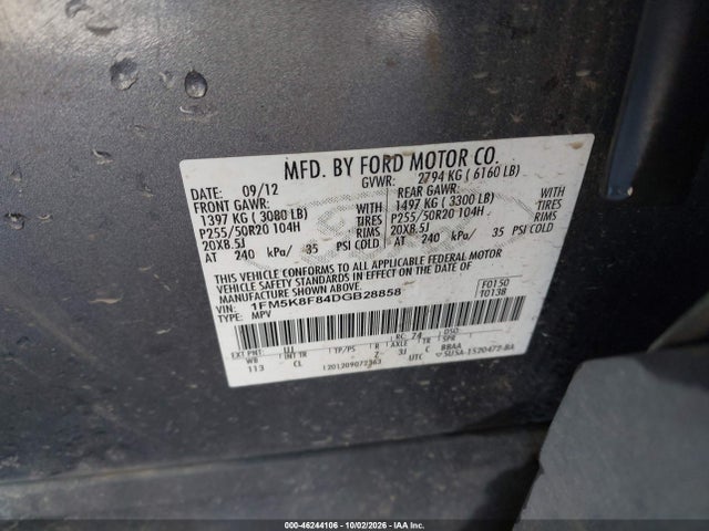 Продаж на аукціоні авто 2013 Ford Explorer Limited, vin: 1FM5K8F84DGB28858, номер лоту: 46244106