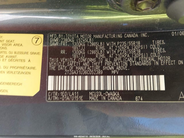 2006 Lexus Rx 330 მანქანა იყიდება აუქციონზე, vin: 2T2GA31U36C052389, აუქციონის ნომერი: 46244115