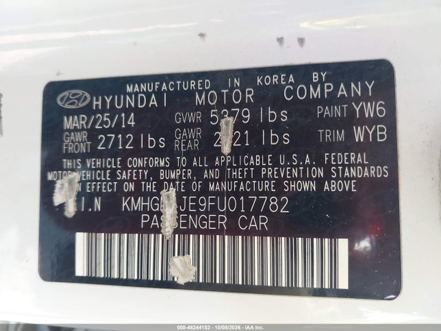 Продаж на аукціоні авто 2015 Hyundai Genesis 3.8, vin: KMHGN4JE9FU017782, номер лоту: 46244152