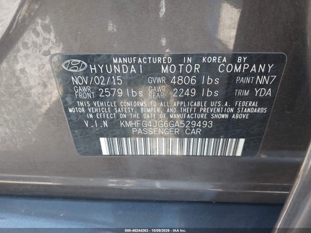 Hyundai Azera 2016 KMHFG4JG6GA529493 Image 9