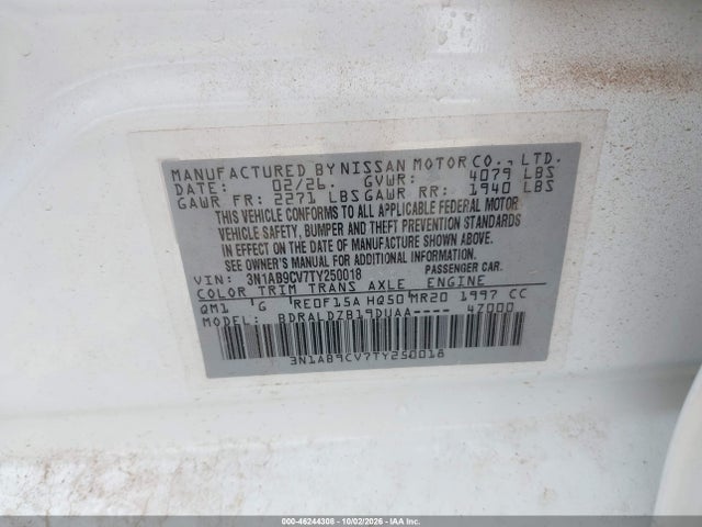46244308 :رقم المزاد ، 3N1AB9CV7TY250018 vin ، 2026 Nissan Sentra Sv مزاد بيع