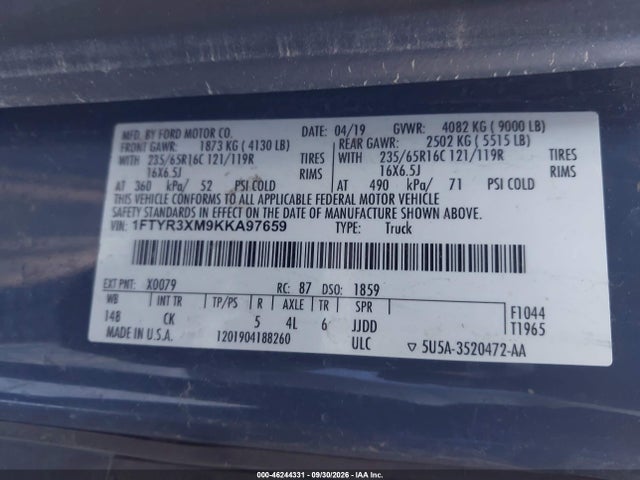 Ford Transit-250 2019 1FTYR3XM9KKA97659 Image 9