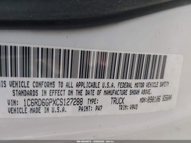 Продаж на аукціоні авто 2012 Ram 1500 Slt, vin: 1C6RD6GPXCS127288, номер лоту: 46244578