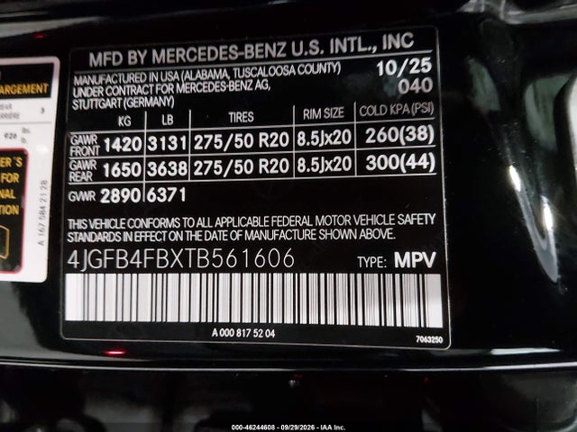 Продаж на аукціоні авто 2026 Mercedes-benz Gle 350, vin: 4JGFB4FBXTB561606, номер лоту: 46244608