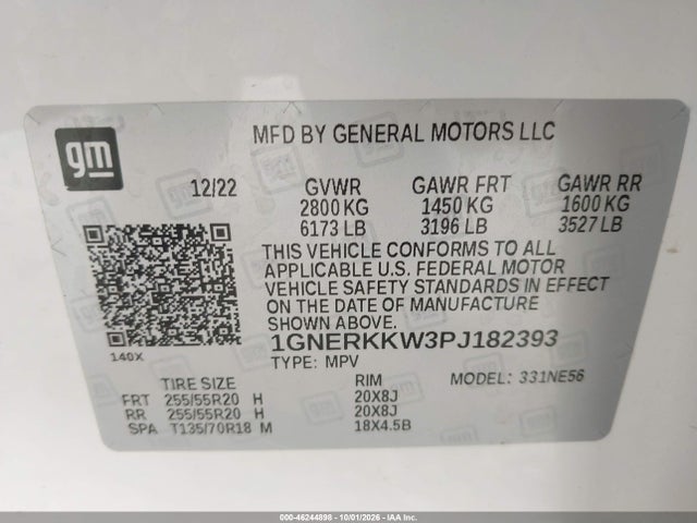 Aukcja sprzedaży 2023 Chevrolet Traverse Fwd Premier, vin: 1GNERKKW3PJ182393, numer aukcji: 46244898