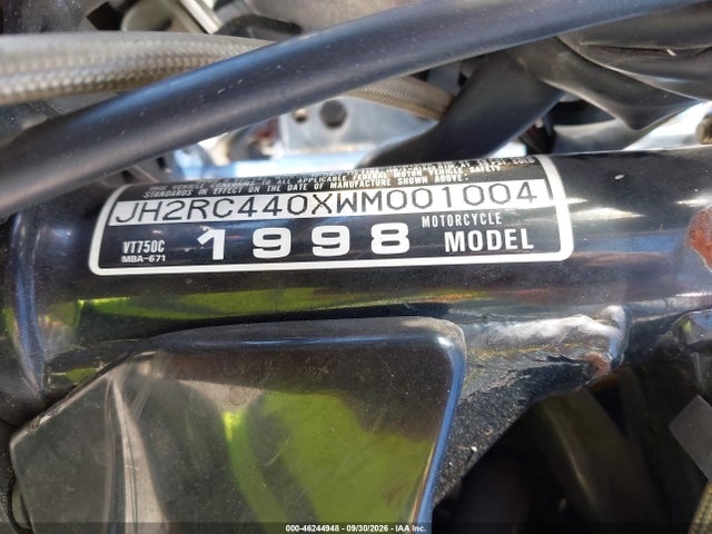 1998 Honda Vt750 C მანქანა იყიდება აუქციონზე, vin: JH2RC440XWM001004, აუქციონის ნომერი: 46244948