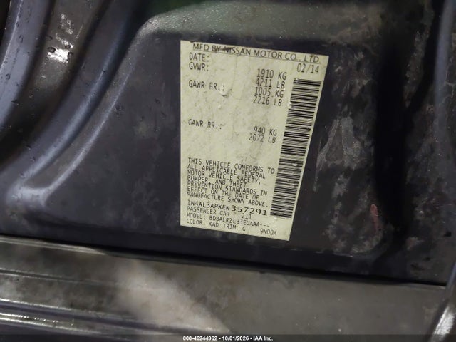 Продаж на аукціоні авто 2014 Nissan Altima 2.5 S, vin: 1N4AL3APXEN357291, номер лоту: 46244962