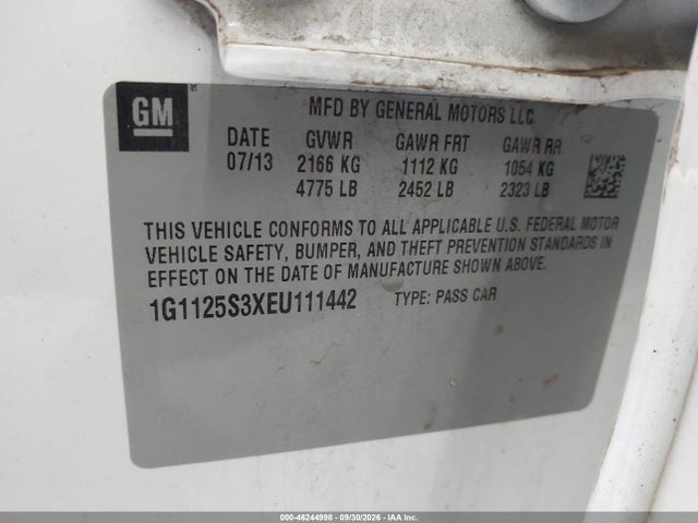 2014 Chevrolet Impala 2lt მანქანა იყიდება აუქციონზე, vin: 1G1125S3XEU111442, აუქციონის ნომერი: 46244998