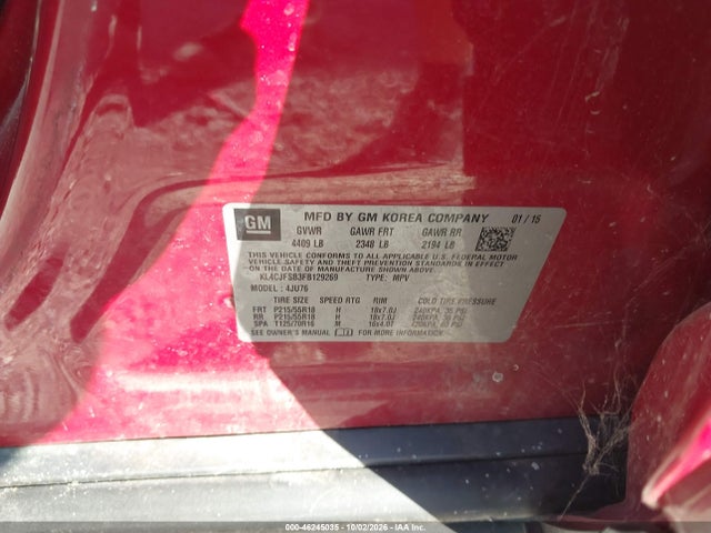 Продажа на аукционе авто 2015 Buick Encore Convenience, vin: KL4CJFSB3FB129269, номер лота: 46245035