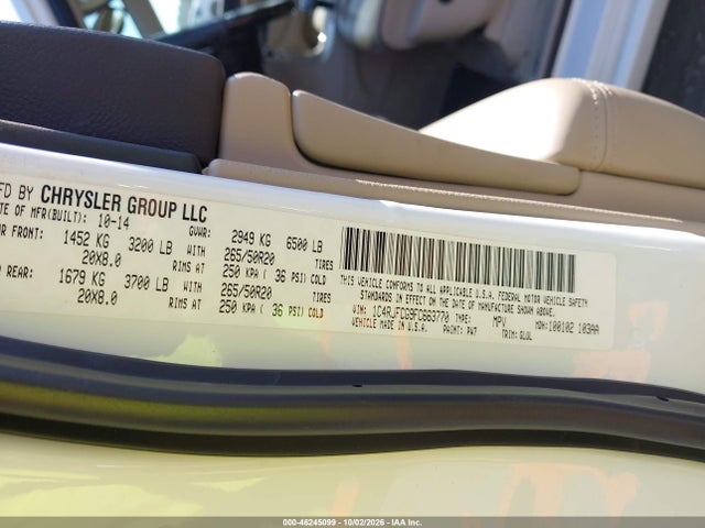 Продаж на аукціоні авто 2015 Jeep Grand Cherokee Overland, vin: 1C4RJFCG9FC663770, номер лоту: 46245099