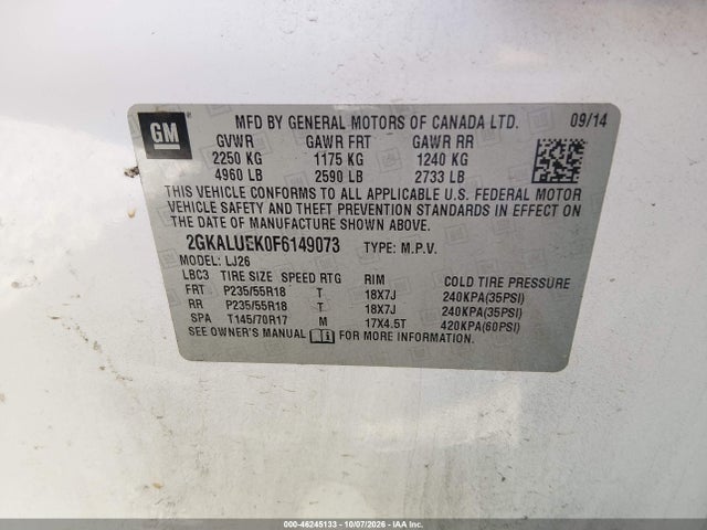 Продаж на аукціоні авто 2015 Gmc Terrain Denali, vin: 2GKALUEK0F6149073, номер лоту: 46245133
