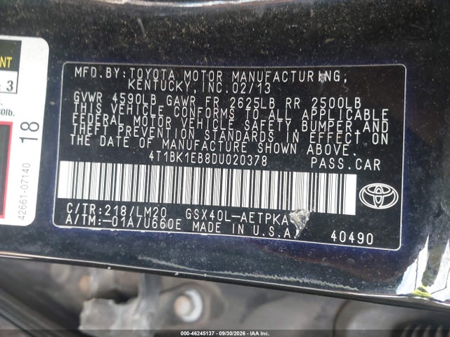 Продажа на аукционе авто 2013 Toyota Avalon Limited, vin: 4T1BK1EB8DU020378, номер лота: 46245137