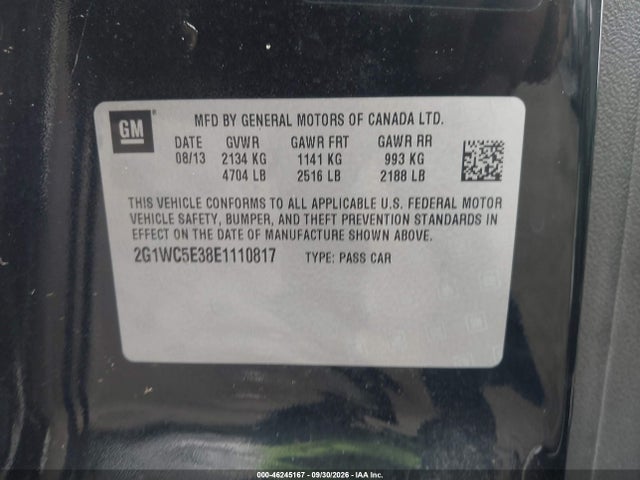 46245167 :رقم المزاد ، 2G1WC5E38E1110817 vin ، 2014 Chevrolet Impala Limited Ltz مزاد بيع