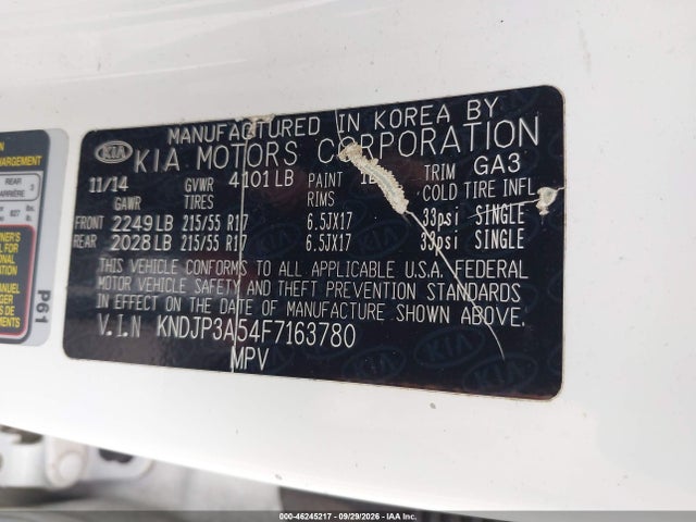 Aukcja sprzedaży 2015 Kia Soul +, vin: KNDJP3A54F7163780, numer aukcji: 46245217