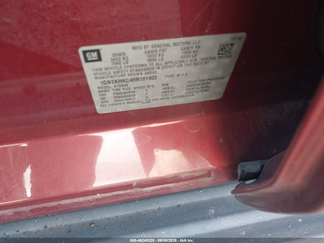 46245225 :رقم المزاد ، 1GNSKHKC4HR181403 vin ، 2017 Chevrolet Suburban Lt مزاد بيع