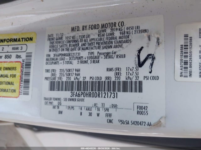 Продаж на аукціоні авто 2013 Ford Fusion Se, vin: 3FA6P0HR0DR121731, номер лоту: 46245226