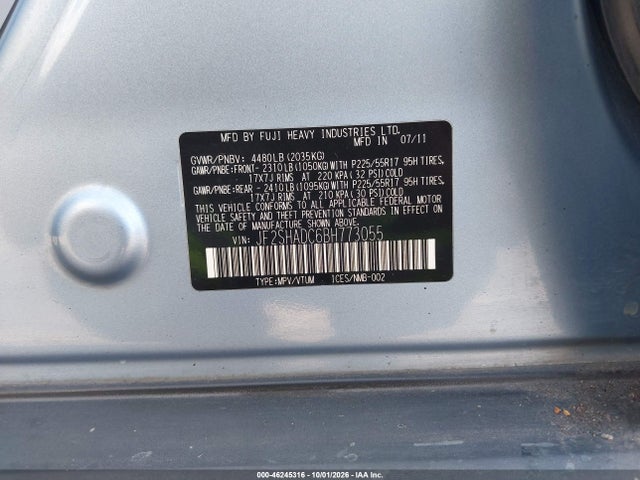 Продаж на аукціоні авто 2011 Subaru Forester 2.5x Premium, vin: JF2SHADC6BH773055, номер лоту: 46245316