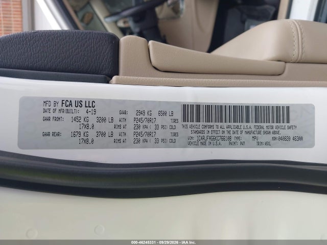 Продажа на аукционе авто 2019 Jeep Grand Cherokee Laredo E 4x4, vin: 1C4RJFAG6KC766108, номер лота: 46245331