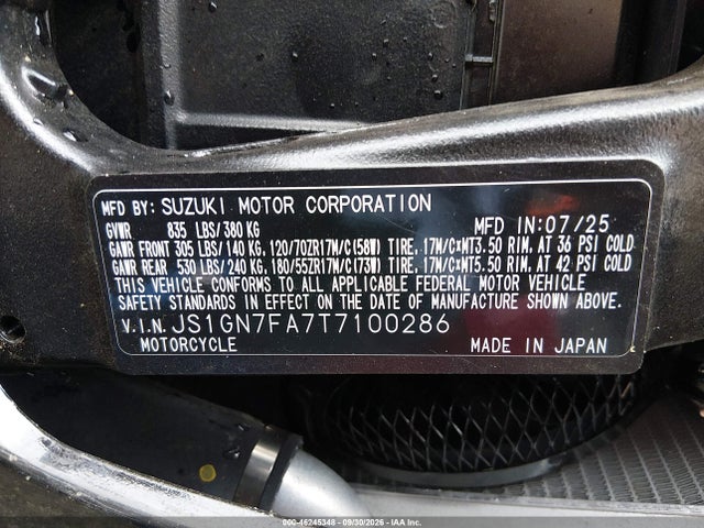 Suzuki GSX-R600 2026 JS1GN7FA7T7100286 Image 10
