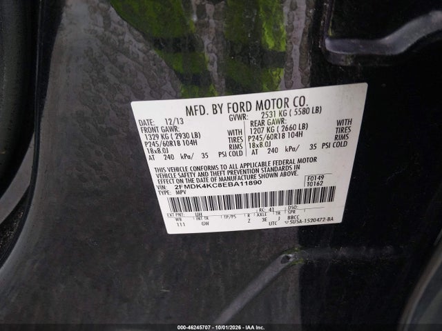 2014 Ford Edge Limited მანქანა იყიდება აუქციონზე, vin: 2FMDK4KC8EBA11890, აუქციონის ნომერი: 46245707