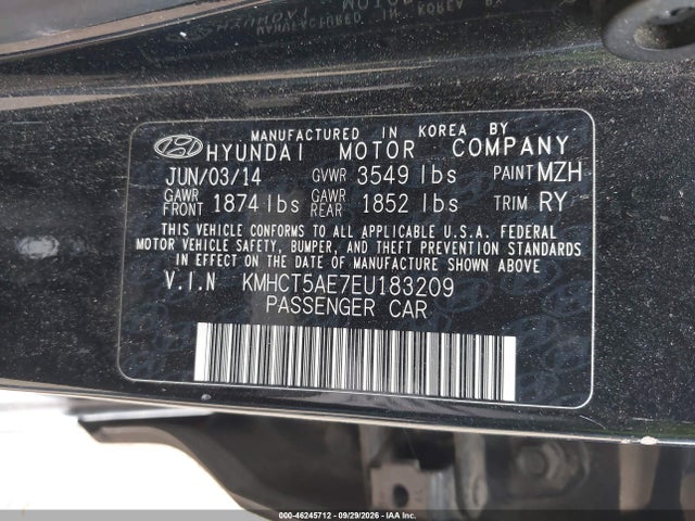 Продажа на аукционе авто 2014 Hyundai Accent Gs, vin: KMHCT5AE7EU183209, номер лота: 46245712
