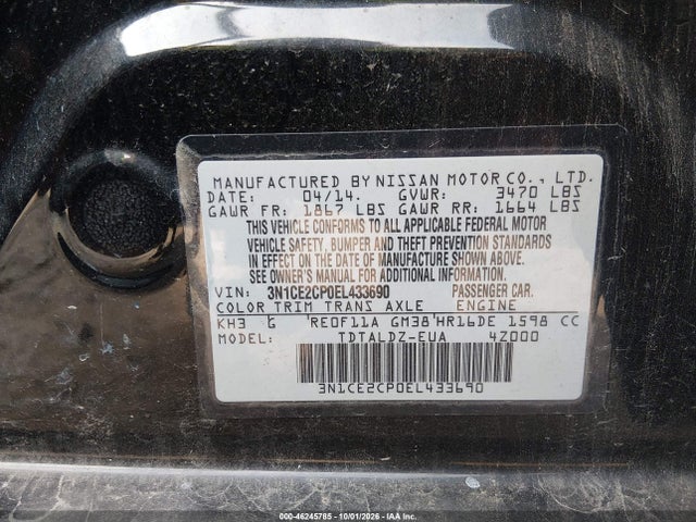 Продажа на аукционе авто 2014 Nissan Versa Note Sv, vin: 3N1CE2CP0EL433690, номер лота: 46245785