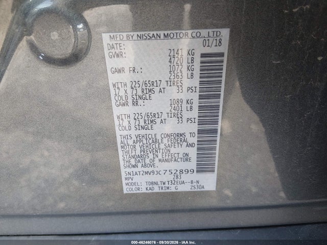 Nissan ROGUE SV 2018 5N1AT2MV9JC752899 Image 9