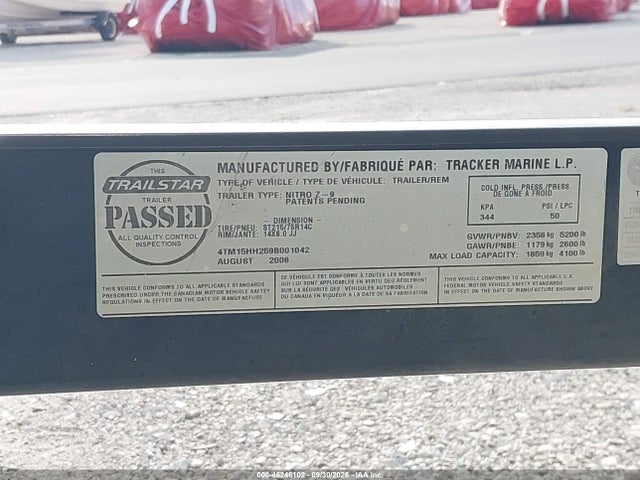 Auction sale of the 2009 Nitro Tracker Marine, vin: BUJ474831809, lot number: 46246102