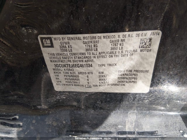 Продажа на аукционе авто 2014 Chevrolet Silverado 1500, vin: 3GCUKTEJ6EG481034, номер лота: 46246171