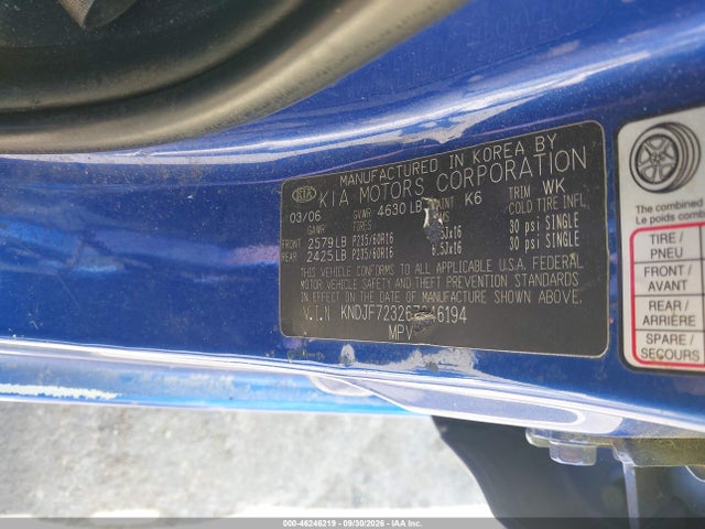 Продаж на аукціоні авто 2006 Kia Sportage Ex V6/lx V6, vin: KNDJF723267246194, номер лоту: 46246219