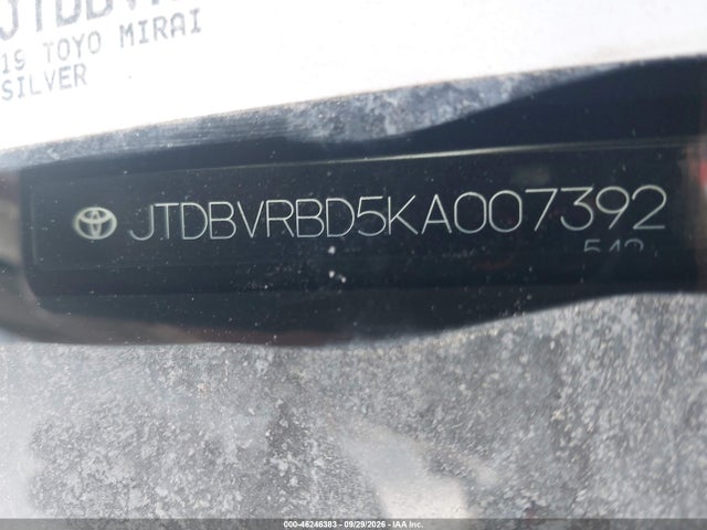 Продажа на аукционе авто 2019 Toyota Mirai, vin: JTDBVRBD5KA007392, номер лота: 46246383