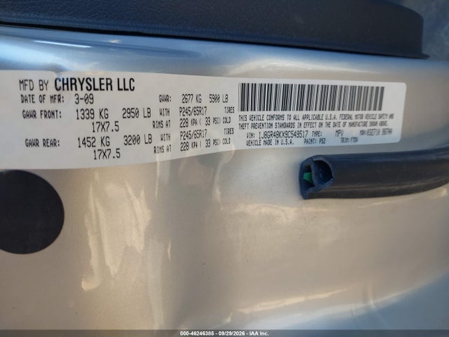 Продажа на аукционе авто 2009 Jeep Grand Cherokee Laredo, vin: 1J8GR48KX9C549517, номер лота: 46246385