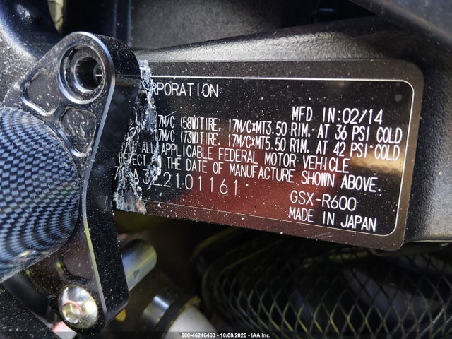 Suzuki GSX-R600 2014 JS1GN7FA3E2101161 Image 10