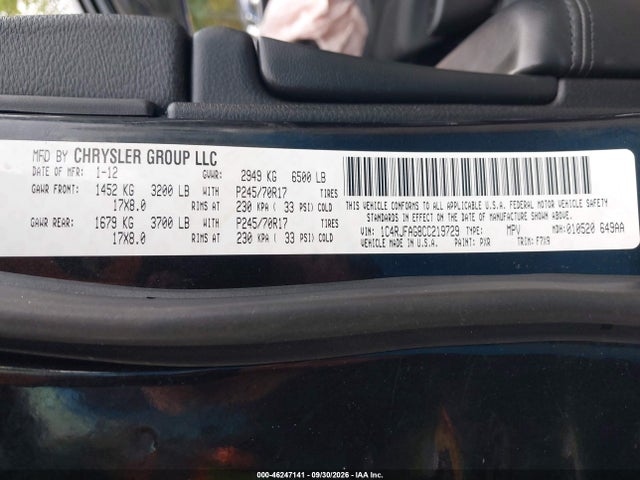 Продаж на аукціоні авто 2012 Jeep Grand Cherokee Laredo, vin: 1C4RJFAG8CC219729, номер лоту: 46247141