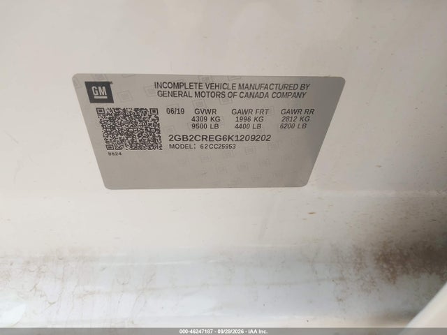 46247187 :رقم المزاد ، 2GB2CREG6K1209202 vin ، 2019 Chevrolet Silverado 2500hd Wt مزاد بيع