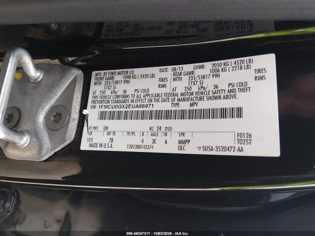 Aukcja sprzedaży 2014 Ford Escape Se, vin: 1FMCU0GX2EUA66971, numer aukcji: 46247317