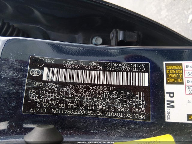 Продаж на аукціоні авто 2020 Toyota Corolla Se, vin: JTDS4RCE8LJ003347, номер лоту: 46247320