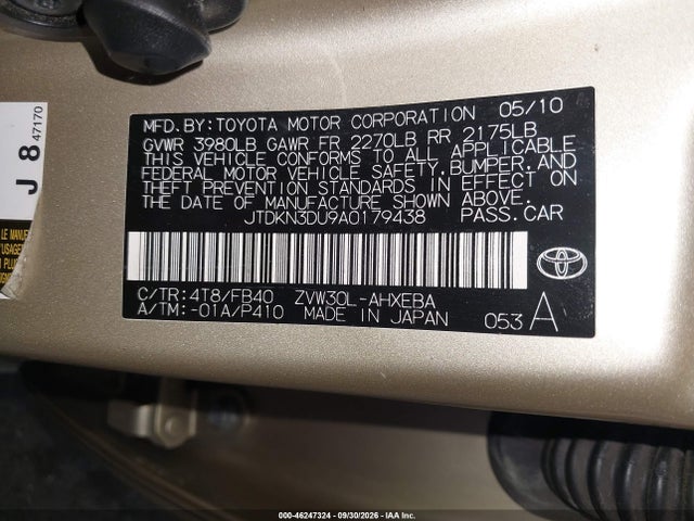 Продажа на аукционе авто 2010 Toyota Prius Iii, vin: JTDKN3DU9A0179438, номер лота: 46247324
