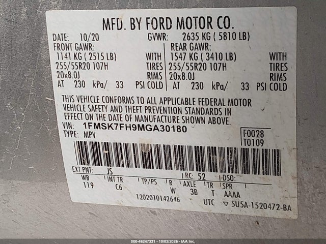 Ford Explorer Limited 2021 1FMSK7FH9MGA30180 Image 9
