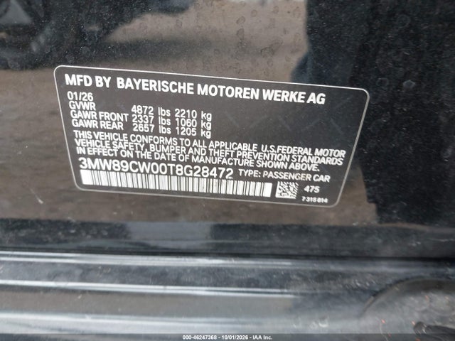 Aukcja sprzedaży 2026 Bmw 330i Xdrive Na, vin: 3MW89CW00T8G28472, numer aukcji: 46247368
