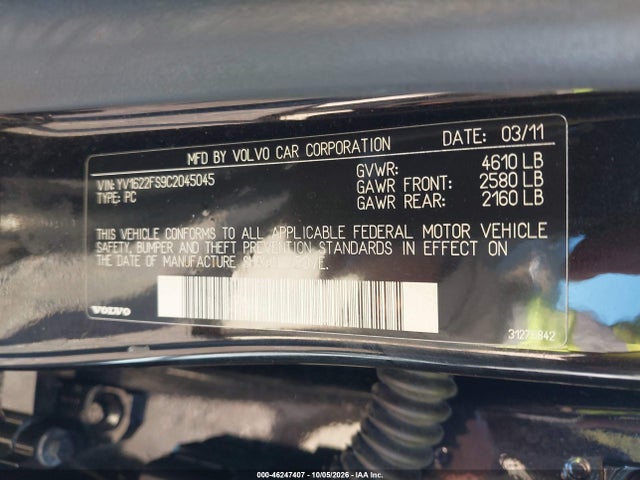 Продаж на аукціоні авто 2012 Volvo S60 T5, vin: YV1622FS9C2045045, номер лоту: 46247407