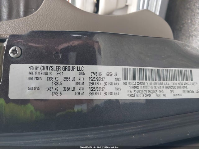 Aukcja sprzedaży 2015 Chrysler Town & Country Touring, vin: 2C4RC1BG3FR561063, numer aukcji: 46247414