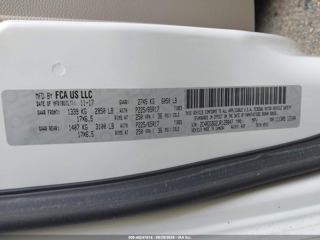 2018 Dodge Grand Caravan Se მანქანა იყიდება აუქციონზე, vin: 2C4RDGBG2JR129847, აუქციონის ნომერი: 46247614