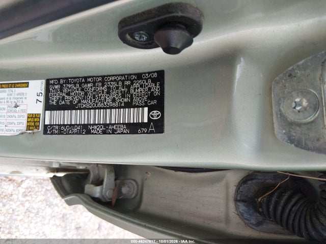 Aukcja sprzedaży 2008 Toyota Prius, vin: JTDKB20U883398814, numer aukcji: 46247617