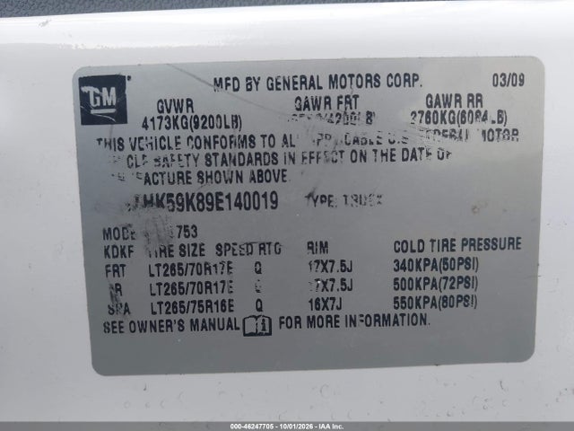 2009 Gmc Sierra 2500hd Sle მანქანა იყიდება აუქციონზე, vin: 1GTHK59K89E140019, აუქციონის ნომერი: 46247705