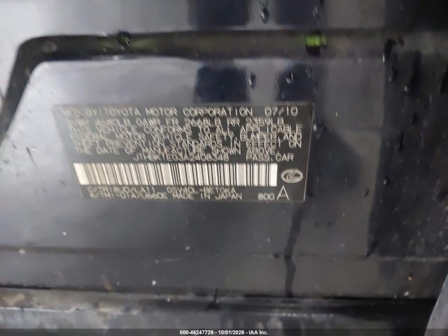 46247728 :رقم المزاد ، JTHBK1EG3A2408348 vin ، 2010 Lexus Es 350 مزاد بيع