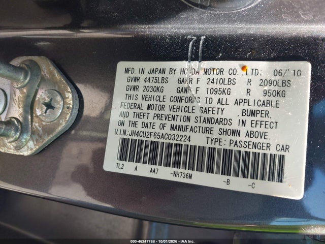 Продаж на аукціоні авто 2010 Acura Tsx 2.4, vin: JH4CU2F65AC032224, номер лоту: 46247768