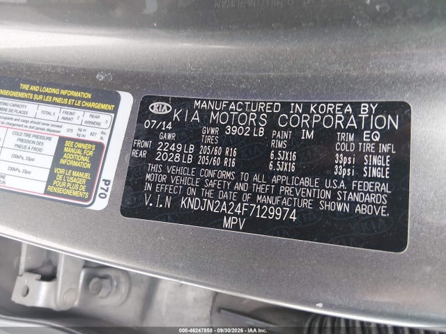 Продажа на аукционе авто 2015 Kia Soul, vin: KNDJN2A24F7129974, номер лота: 46247858